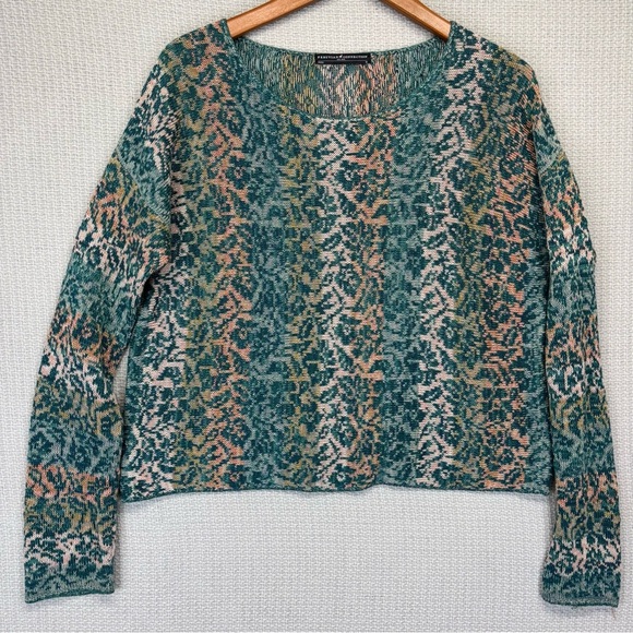 Peruvian Connection Pima Cotton Sweater Jacquard Geometric Colorful Med Pullover - Picture 2 of 7